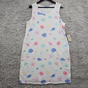 Escape by Habitat Womens Shell Print Cotton‎ Dress Size L Pockets Beach Travel